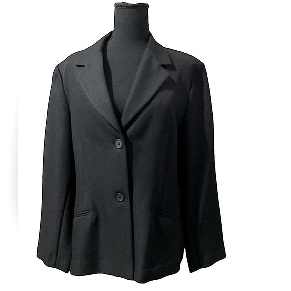 Vintage Black Blazer Alfred Dunner Two Button Oversized Long Blazer Size 18 - Picture 7 of 8